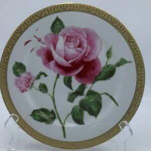 Vintage Royal Gallery Gold Buffet Pink Roses 8 1/4” Plate